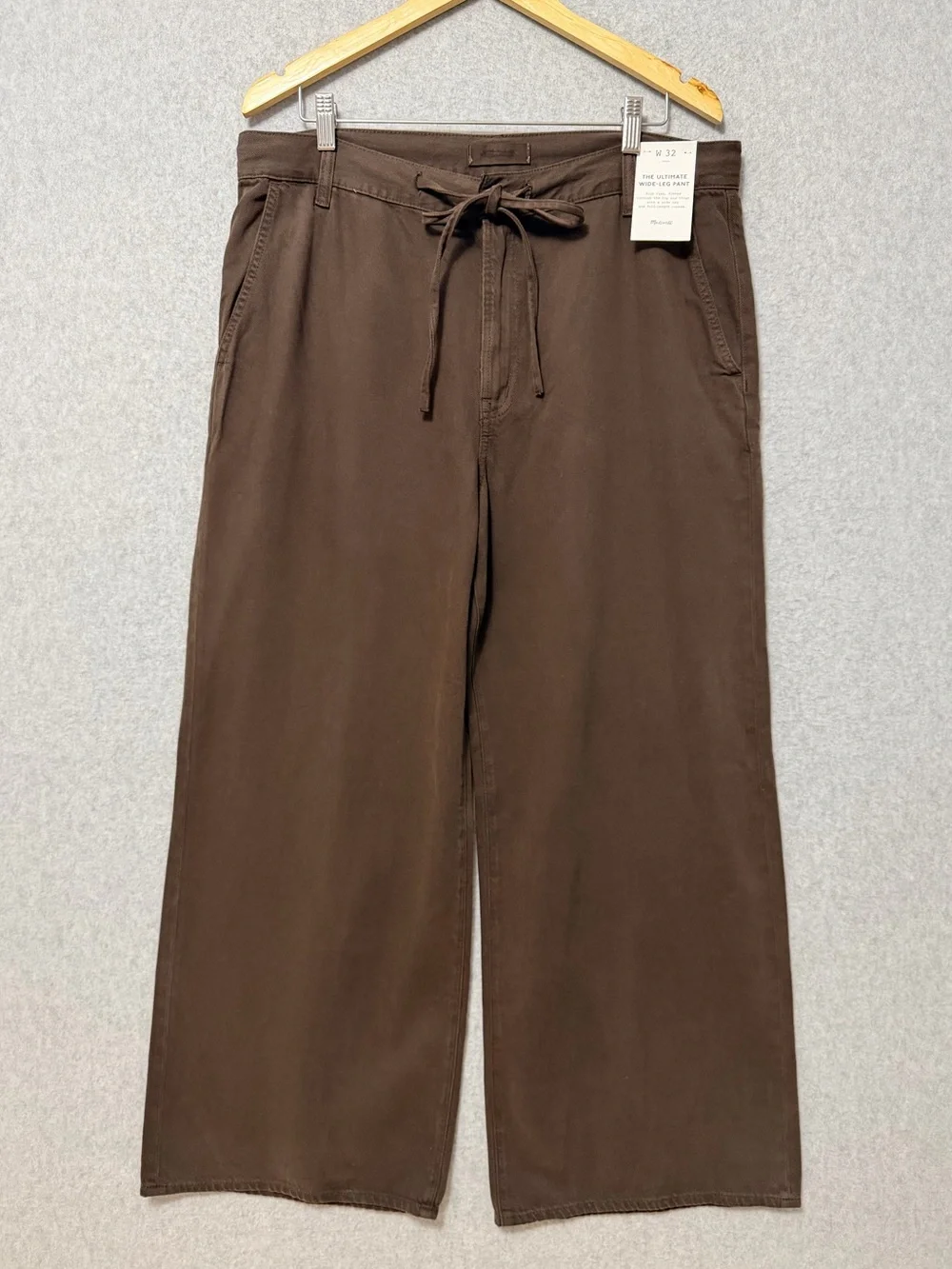 Madewell Ultimate Wide-Leg Pant in Airy Denim NWT Size 32 Dark Brown Tie Waist - Picture 4 of 12